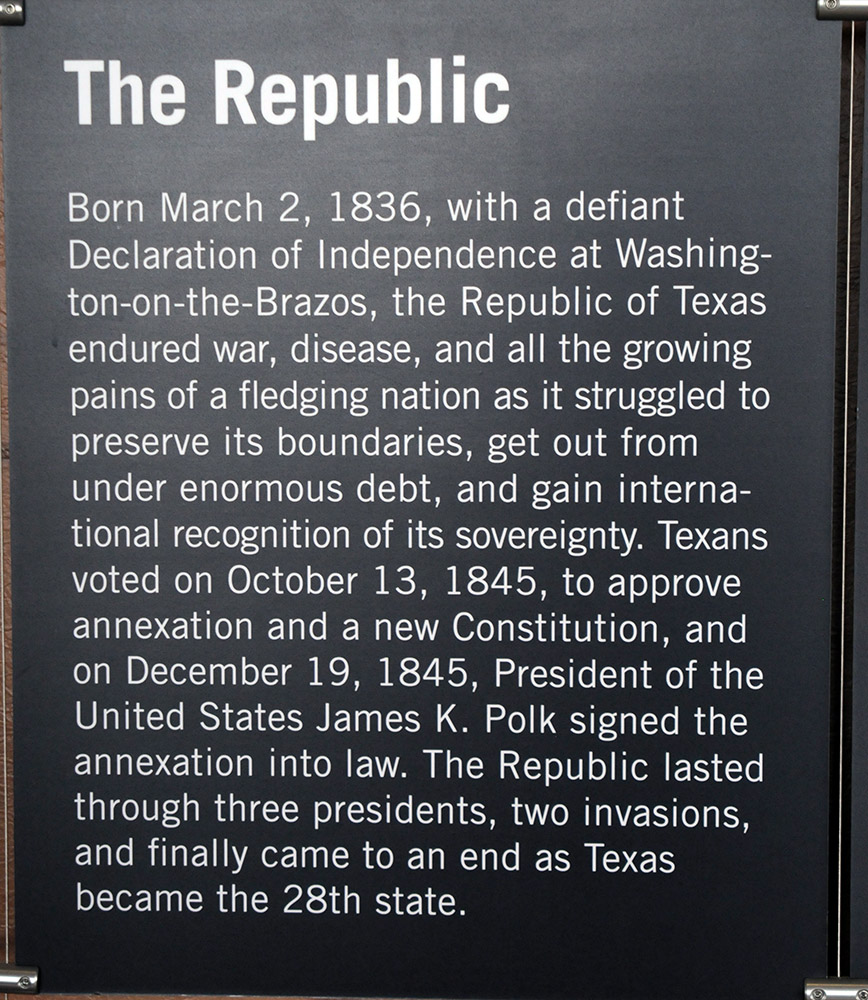 Republic of Texas History Republic of Texas history exhibit in San Antonio