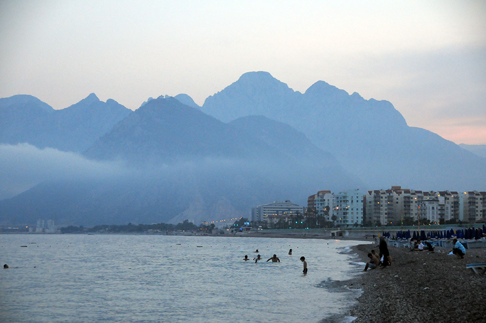 Antalya beach and mountains in Turkey