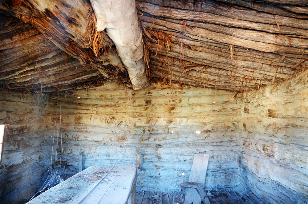 Inside Wolfe Ranch in Arches National Park