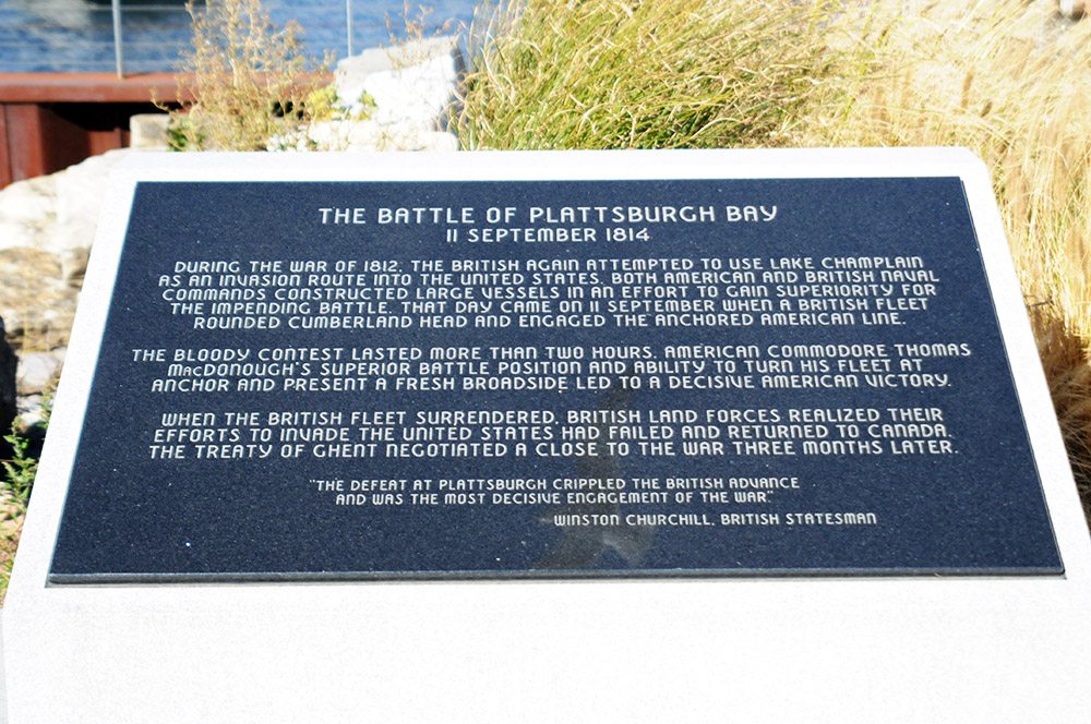 Battle of Plattsburgh historical sign near Lake Champlain