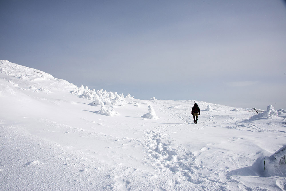 Snowy summit ridge on Mt. Mansfield