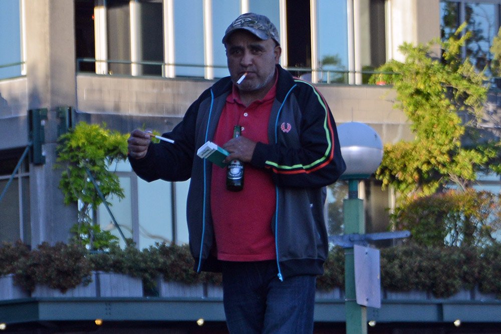 Man along the Seattle waterfront