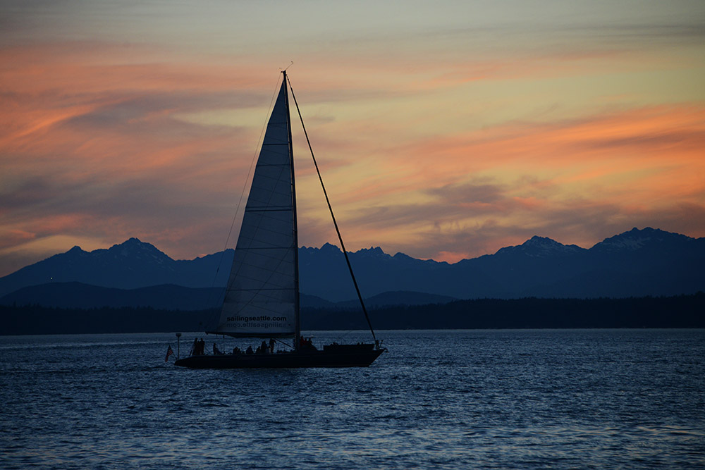 Sailboat near downtown Seattle