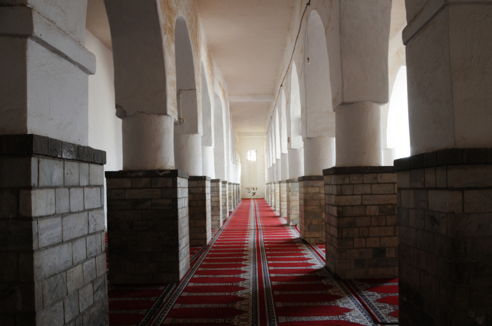 Corridor inside a mosque in Jiblah Yemen