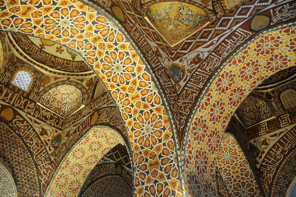 Decorated ceiling inside Al-Ashrafiya Mosque Taiz Yemen