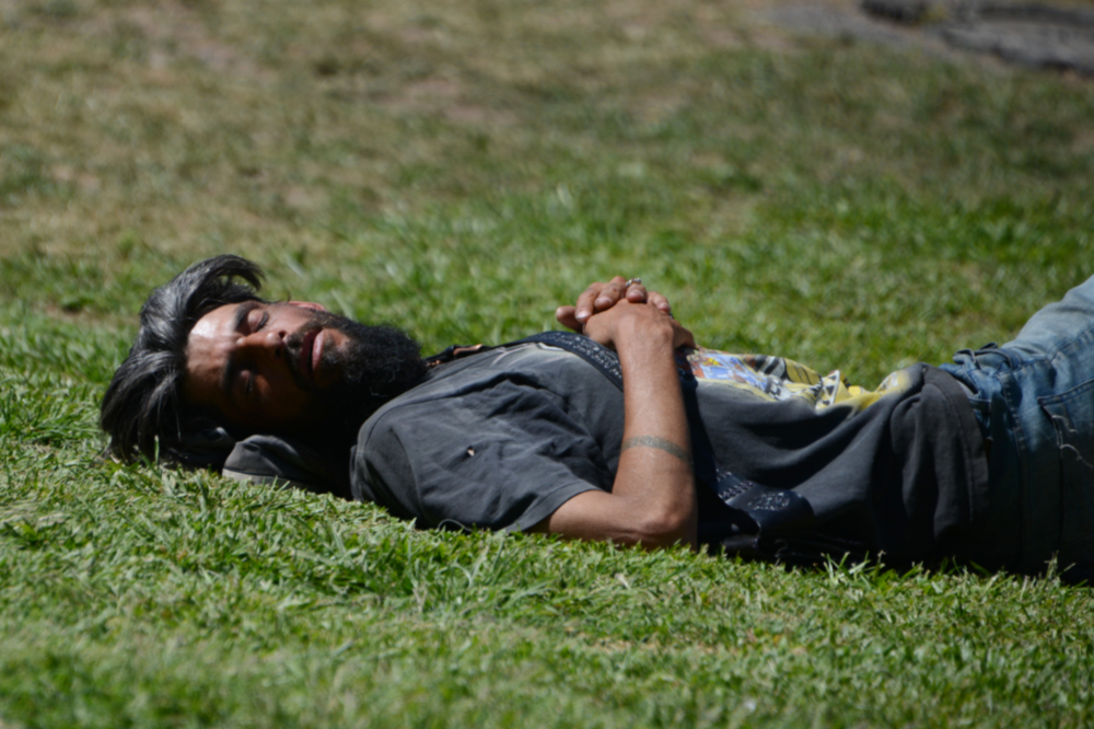 Man sleeping outside in Buenos Aires
