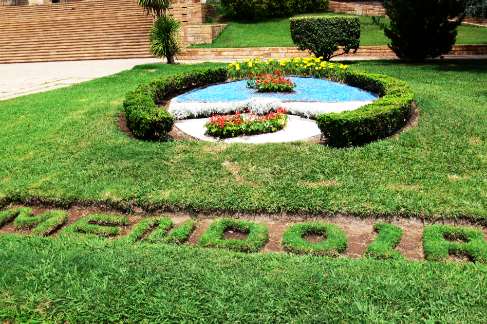 Garden with Mendoza sign in Mendoza Argentina