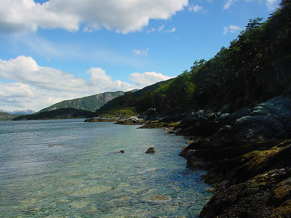 Mountainous coastline of Tierra del Fuego Argentina