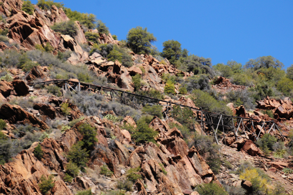 Historic mine cart tracks on Cleopatra Hill near Jerome, Arizona