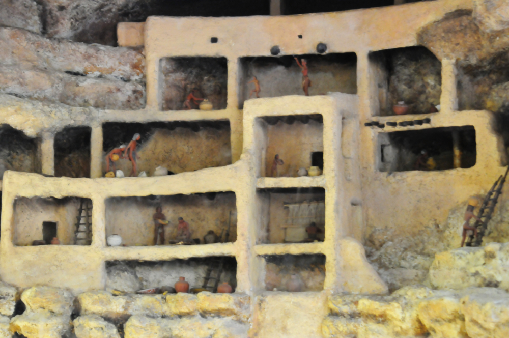 Reconstruction showing the interior of Montezuma Castle cliff dwelling