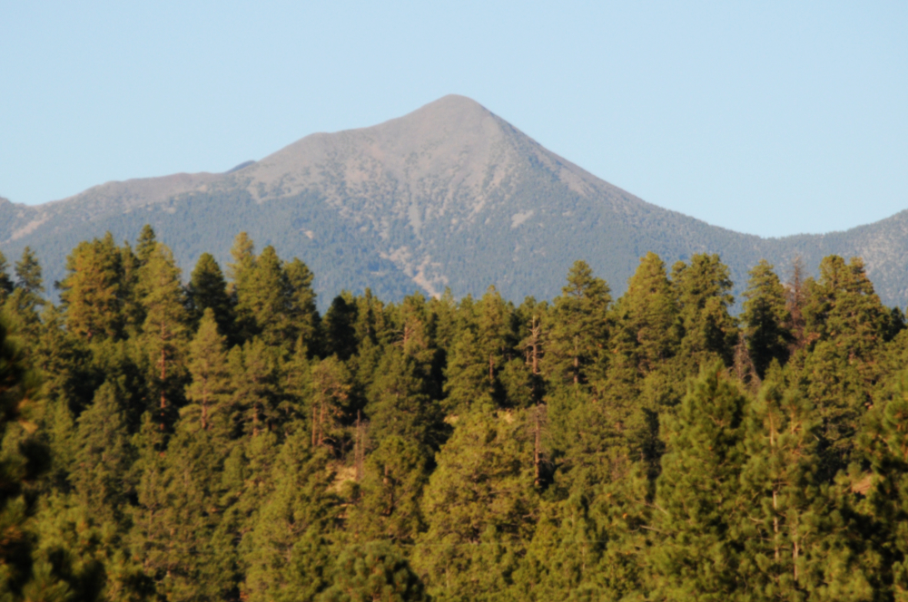 Humphreys Peak and the San Francisco Peaks in Arizona before winter snow