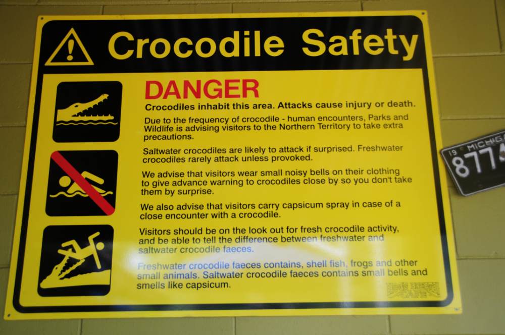Crocodile Warning in Darwin Crocodile warning sign near Darwin