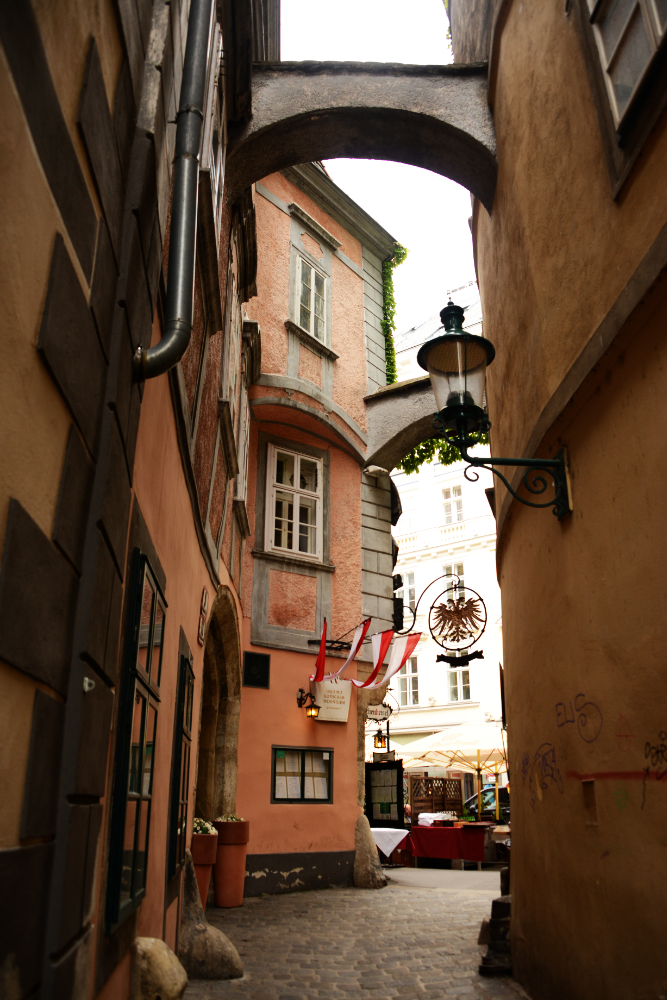 Narrow historic street in central Vienna