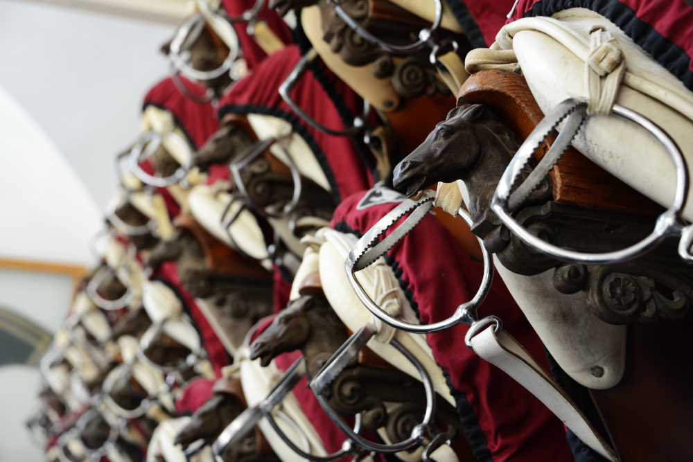 Historic saddles at the Spanish Riding School in Vienna