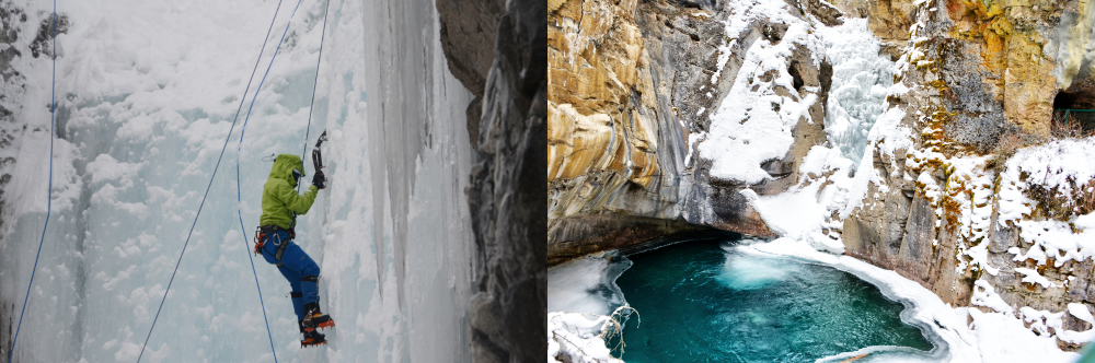 Frozen waterfall in the Canadian Rockies near Banff