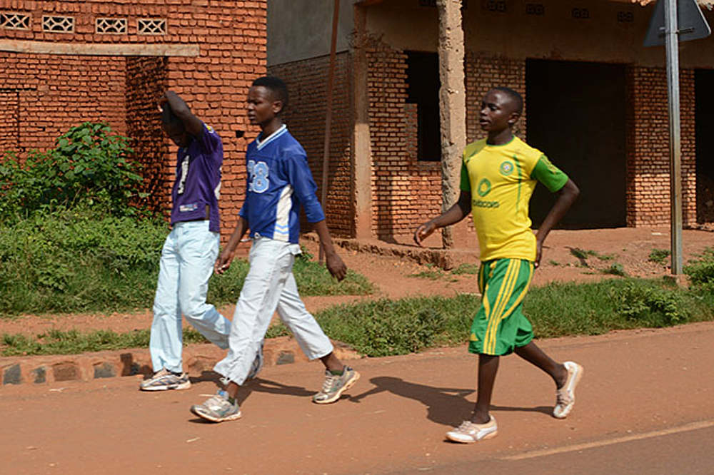 Young people walking through Bujumbura