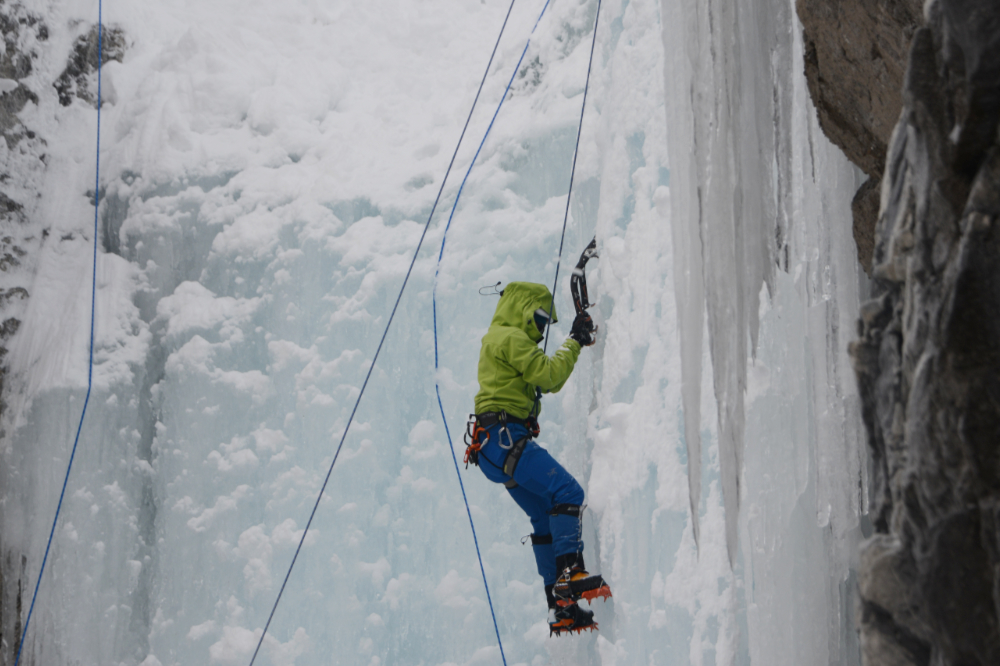 Ice climbing at Haffner Creek in the Canadian Rockies