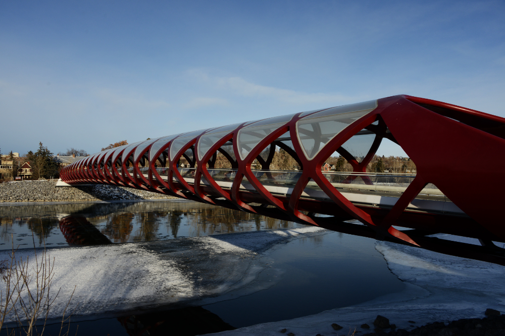 Peace Bridge crossing the Bow River in Calgary