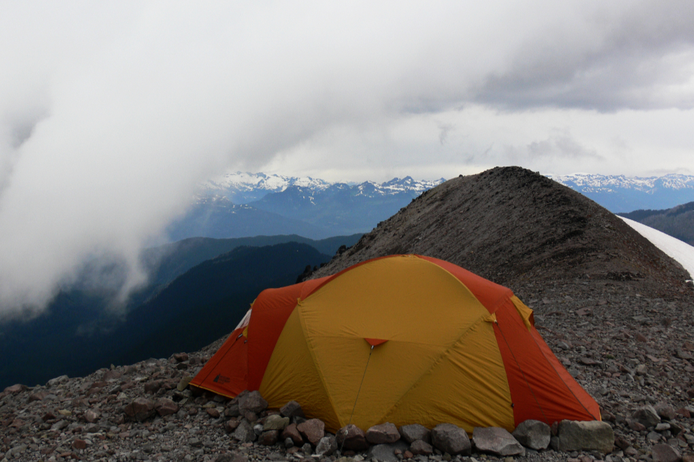 Camp below the glacier on Mt. Garibaldi