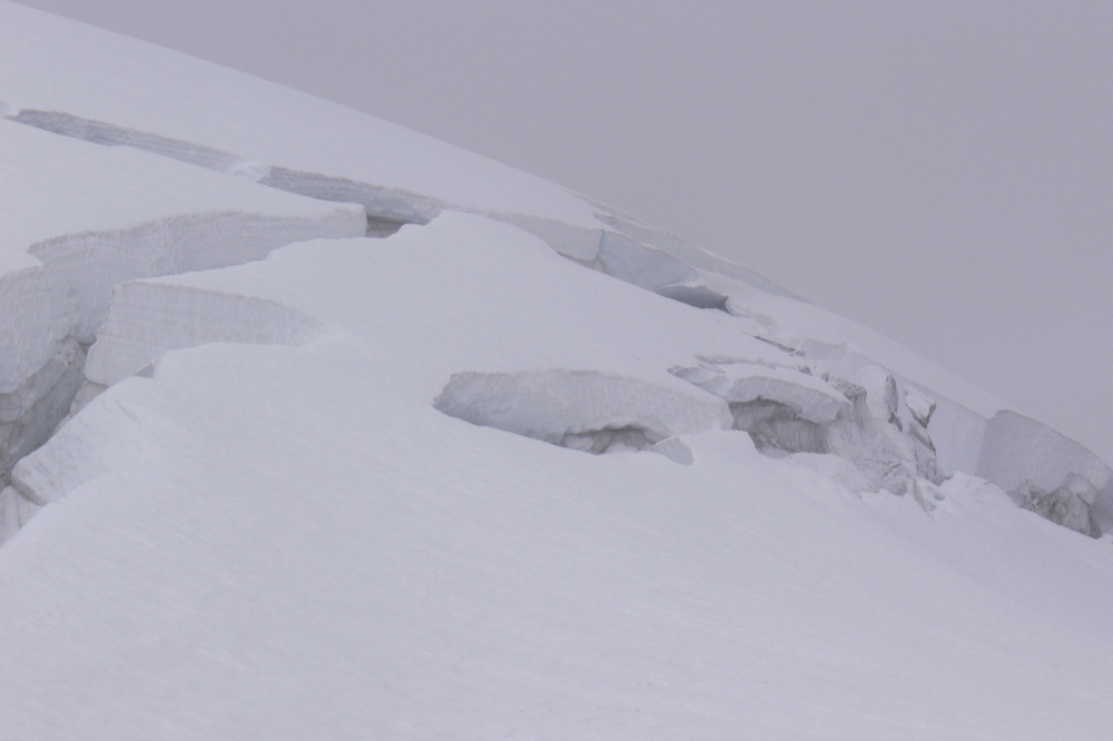 Open crevasses on the Mt. Garibaldi glacier