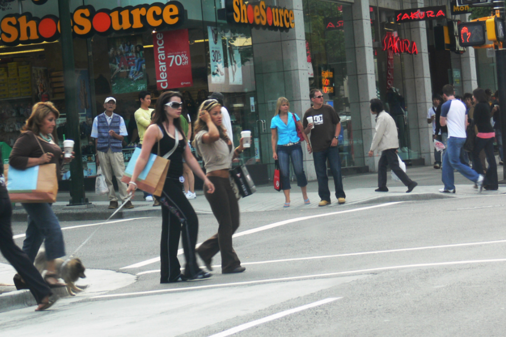 Shops along a street in Vancouver, British Columbia
