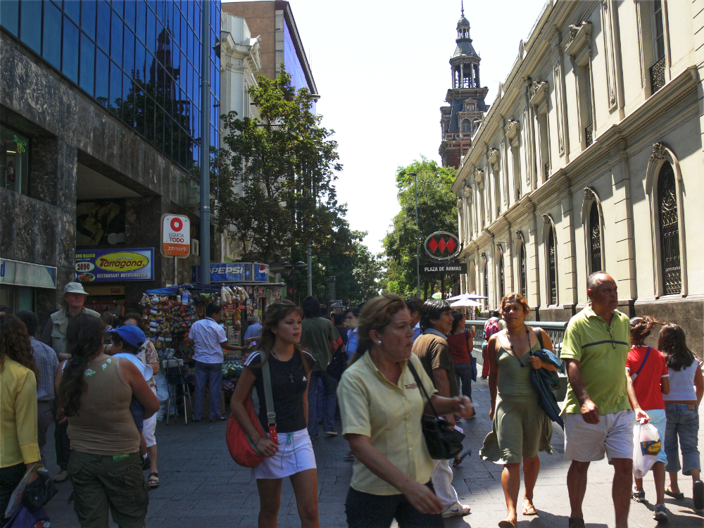 People at Plaza de Armas in Santiago