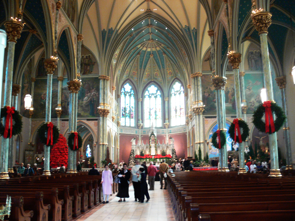 Inside Savannah's Cathedral Basilica Ornate interior of the Cathedral Basilica of St John the Baptist in Savannah Georgia