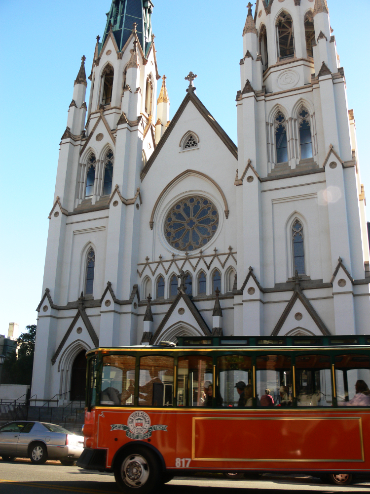 Cathedral Basilica of St. John the Baptist Gothic Revival exterior of the Cathedral Basilica of St John the Baptist in Savannah