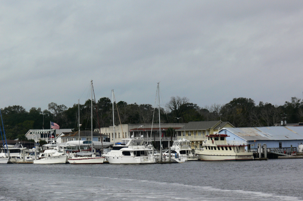 St. Marys Waterfront Marina Boats and yachts moored at the waterfront marina in St Marys Georgia