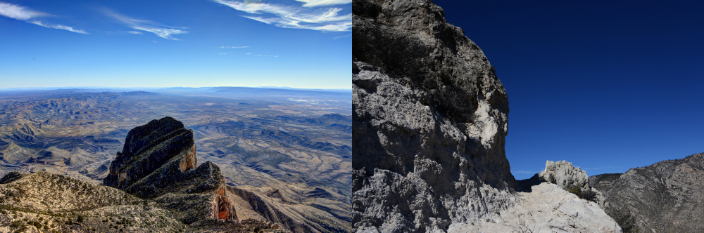 Guadalupe Peak and rugged mountains in Guadalupe Mountains National Park Texas