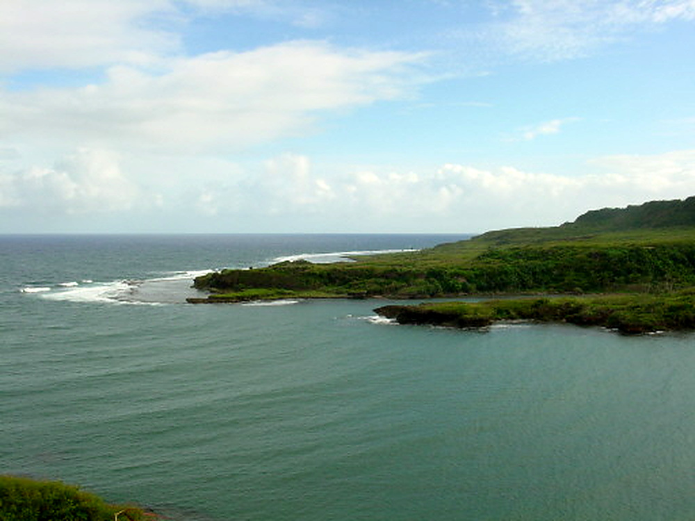 Tropical lagoon with clear water along the coast of Guam