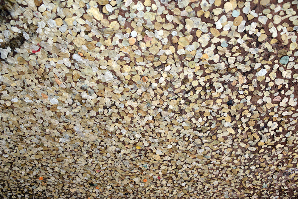 Gum-Covered Ceiling Near the Cave Museum Chewing gum stuck to the ceiling beneath a walkway near the cave museum