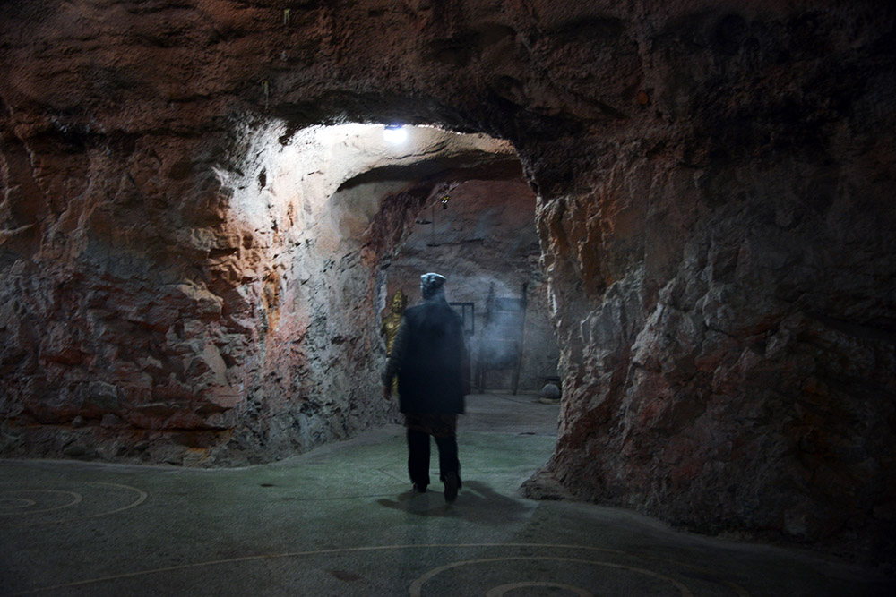 Incense Inside the Cave Museum Incense smoke inside the Sulaiman-Too Cave Museum