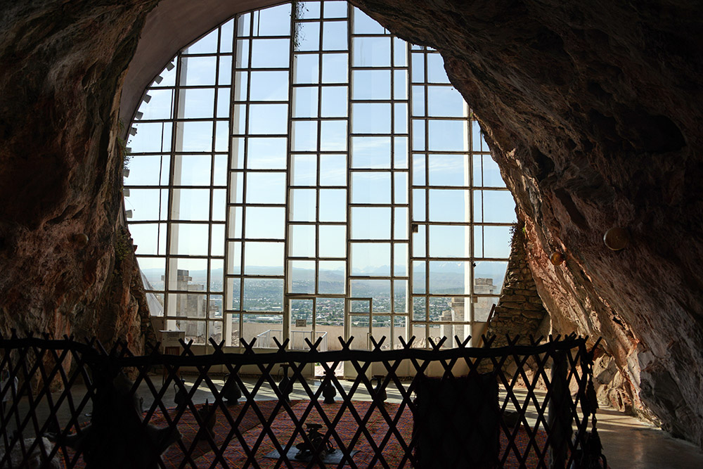 Cave Museum Window Large opening overlooking Osh from inside the Sulaiman-Too Cave Museum