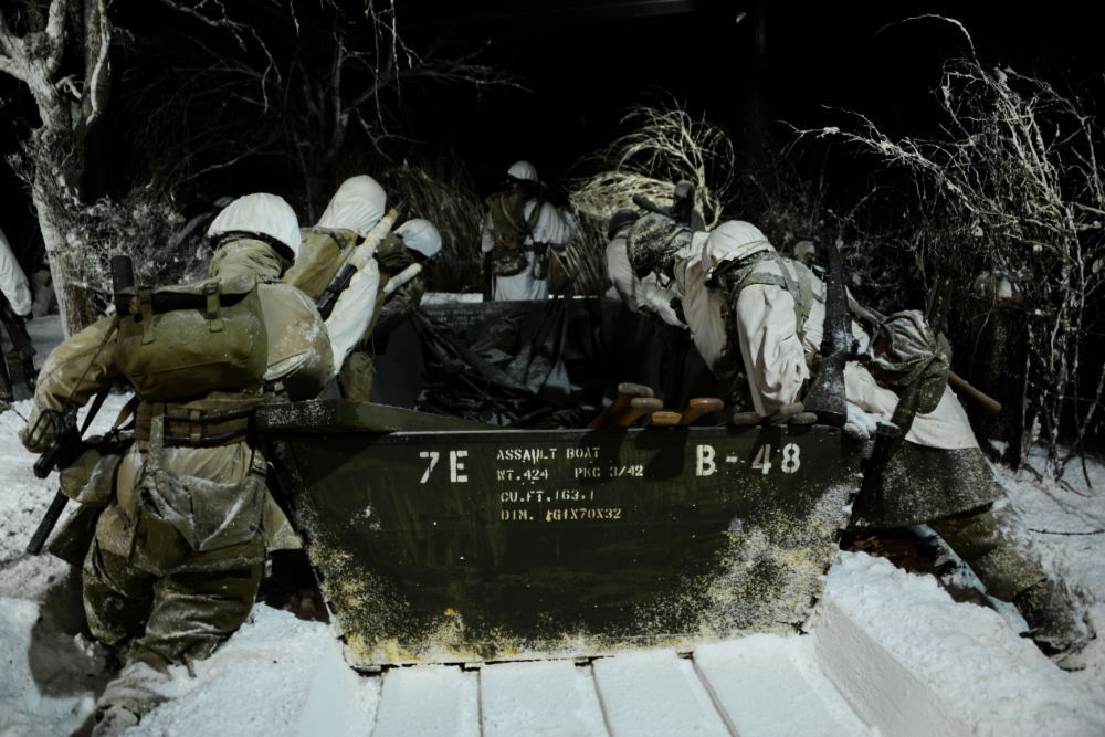 Winter combat recreation Recreated winter combat scene from World War II at the Diekirch military museum