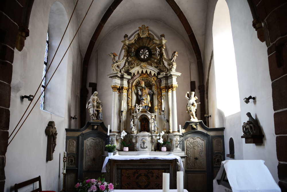 Inside the church in Vianden Interior of a historic church in Vianden, Luxembourg