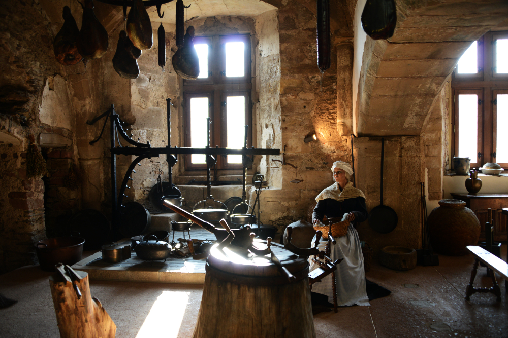 Kitchen inside Vianden Castle Historic kitchen inside Vianden Castle in Luxembourg
