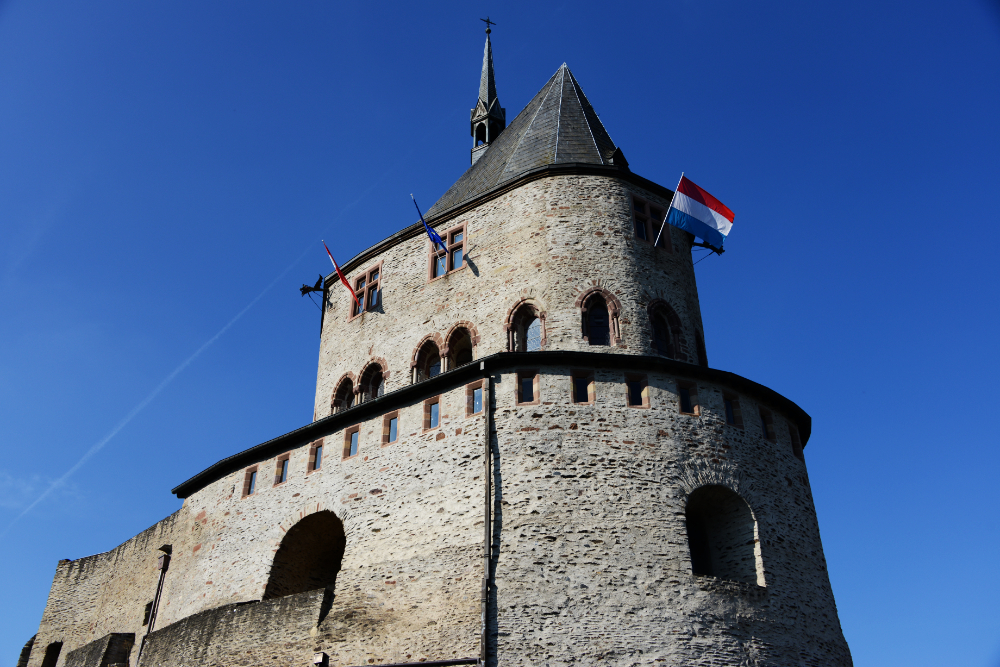 Upper section of Vianden Castle Upper stone walls and architecture of Vianden Castle