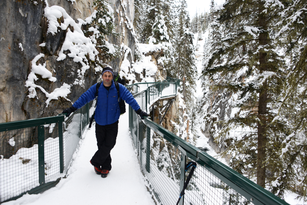 Winter climbing trip in Johnston Canyon in Banff National Park