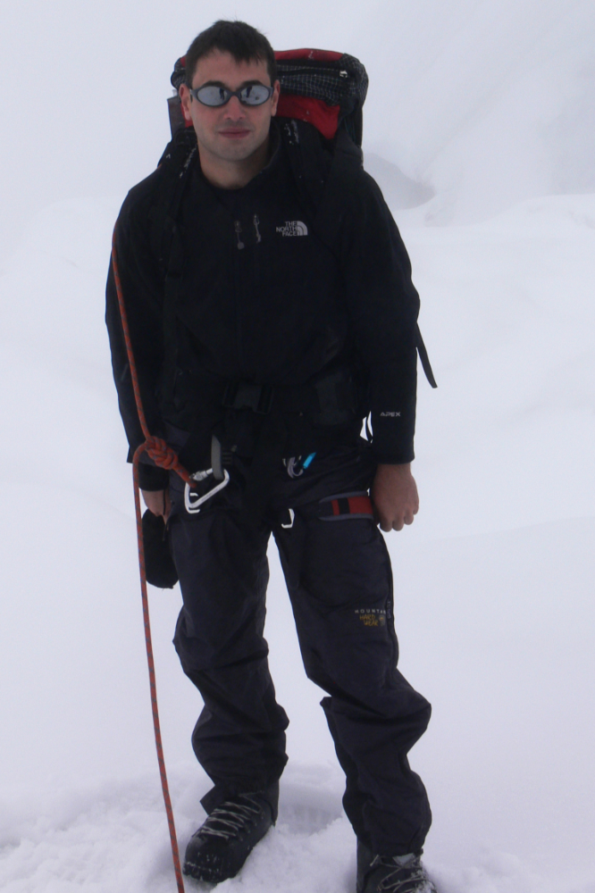 Standing near the bergschrund on Mt. Garibaldi