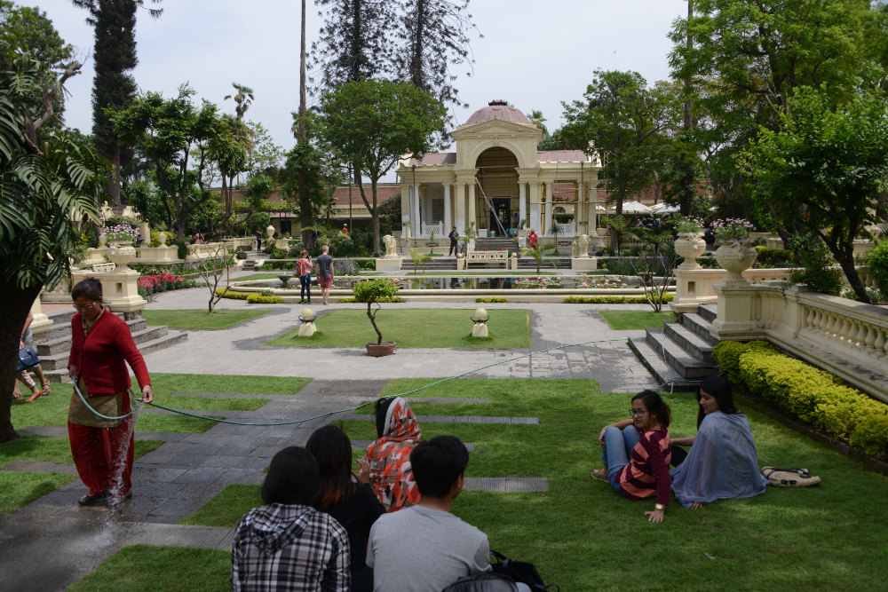 Historic neoclassical architecture at the Garden of Dreams in Kathmandu