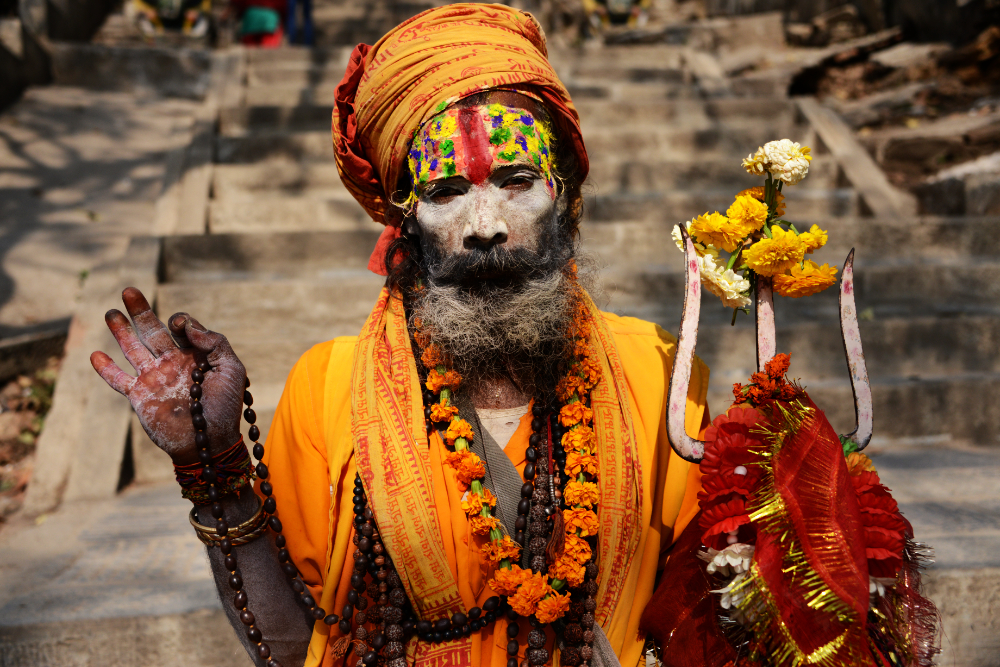 Religious holy man at Swayambhunath in Kathmandu, Nepal