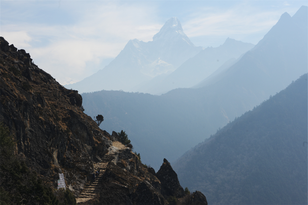Dramatic summit of Ama Dablam rising above Nepal's Khumbu Valley