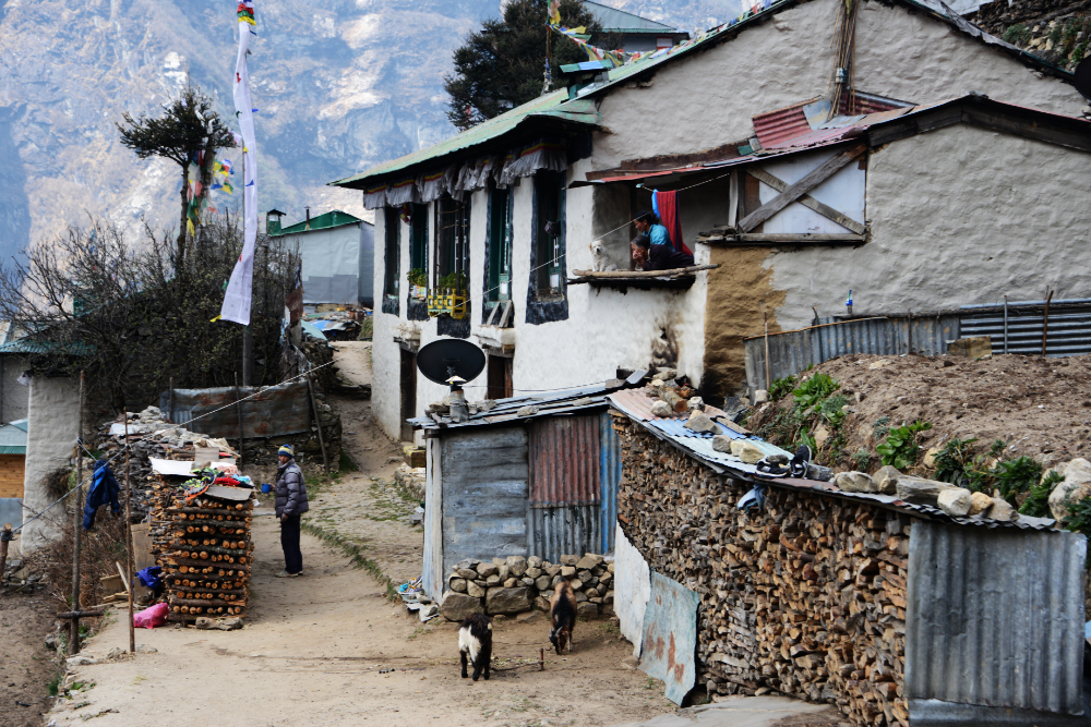 Traditional mountain house in Namche Bazaar in Nepal's Everest region