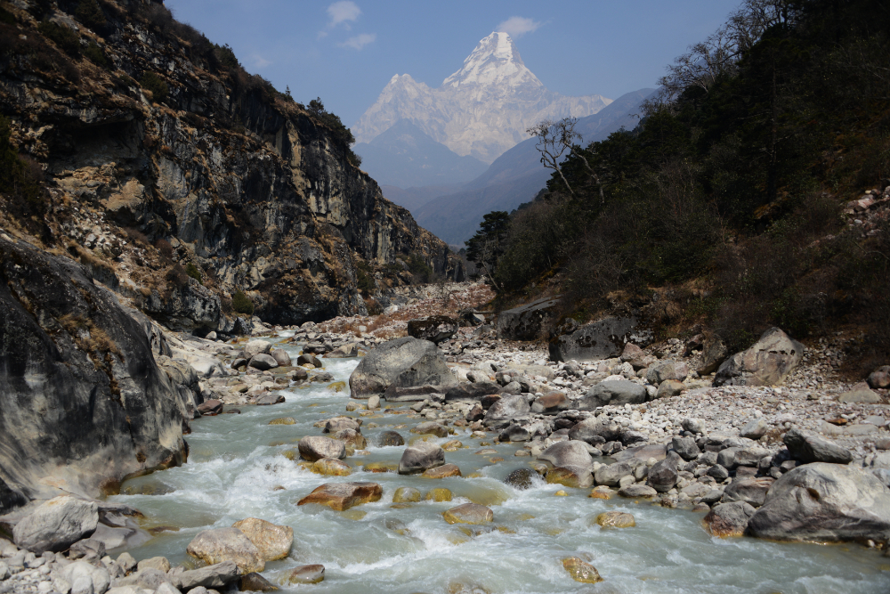 Ama Dablam mountain viewed from the Tengboche area of Nepal