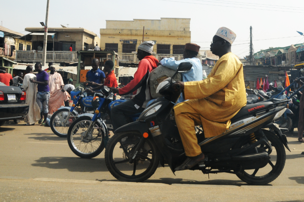 Motorcycles and traffic in Kano Nigeria