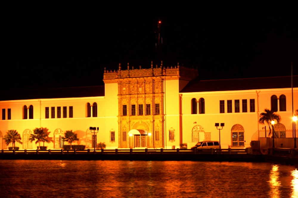 Historic customs building along San Juan Harbor