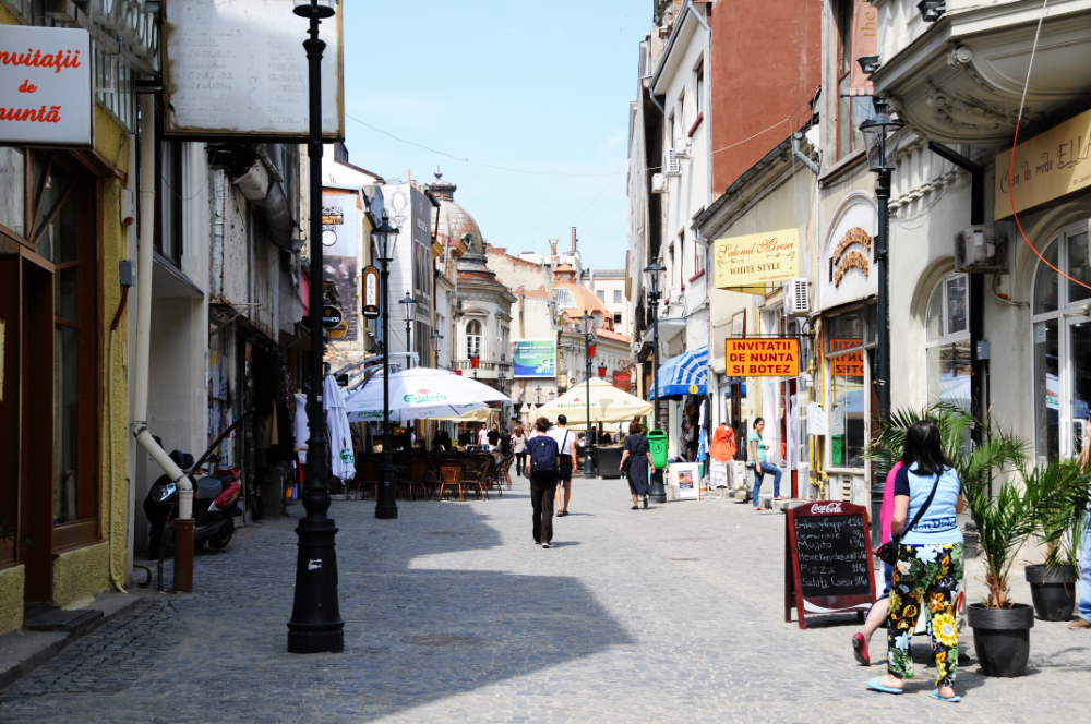 Restored Street in Bucharest Old Town