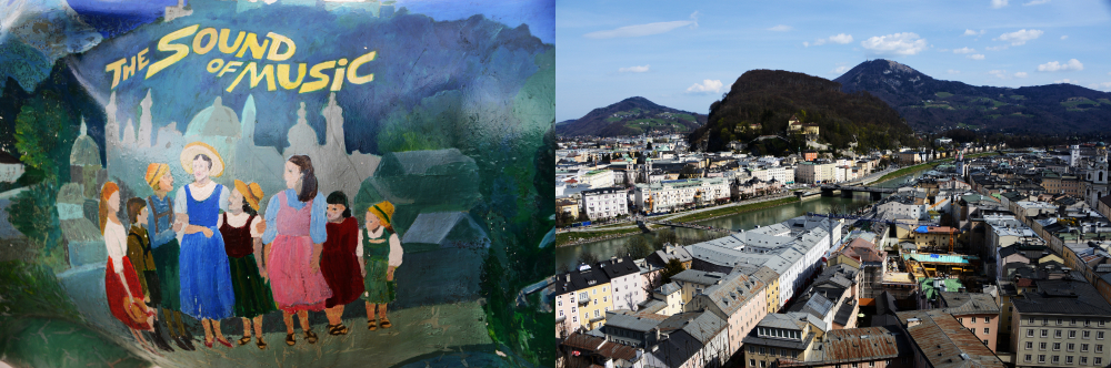 Historic Salzburg beside the Salzach River in Austria
