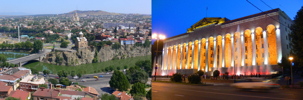 Explore Tbilisi Georgia Panoramic view of Tbilisi the capital of Georgia with its historic architecture and surrounding hills